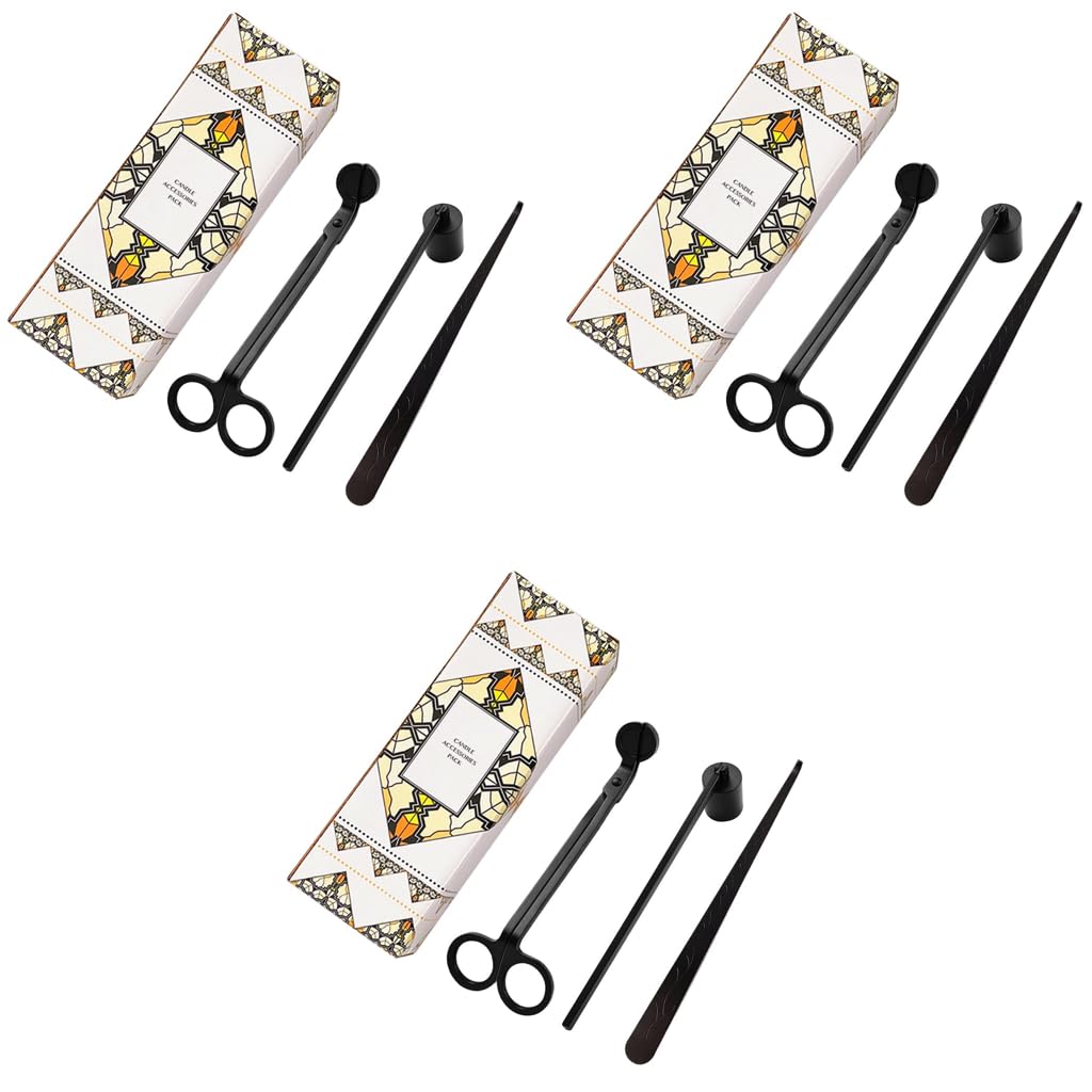 HASTHIP Candle Accessory Set with 3pcs Wick Trimmer Snuffer and Dipper | Stainless Steel Tools for Scented Candle Lovers
