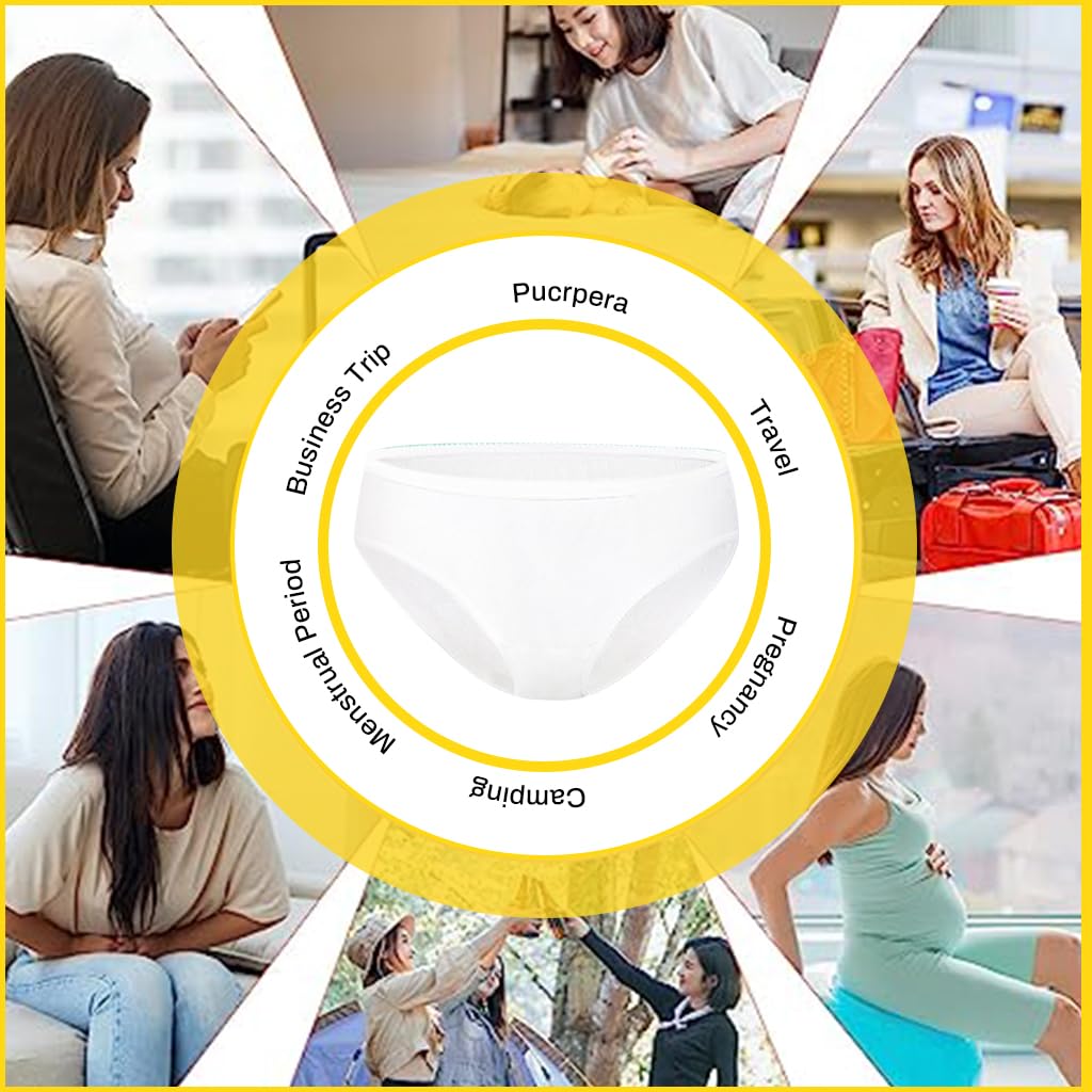 PALAY Disposable Underwear for Women with Elastic Waistband and 5 Pack Pure Cotton | Ideal for Travel and Postpartum Use