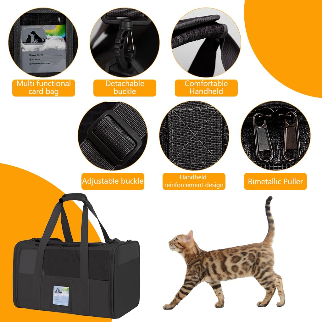 Qpets Cat Carrier Backpack for Travel with Expandable 15×17.3×23.6 in Space | Transparent Window and Breathable Mesh Design