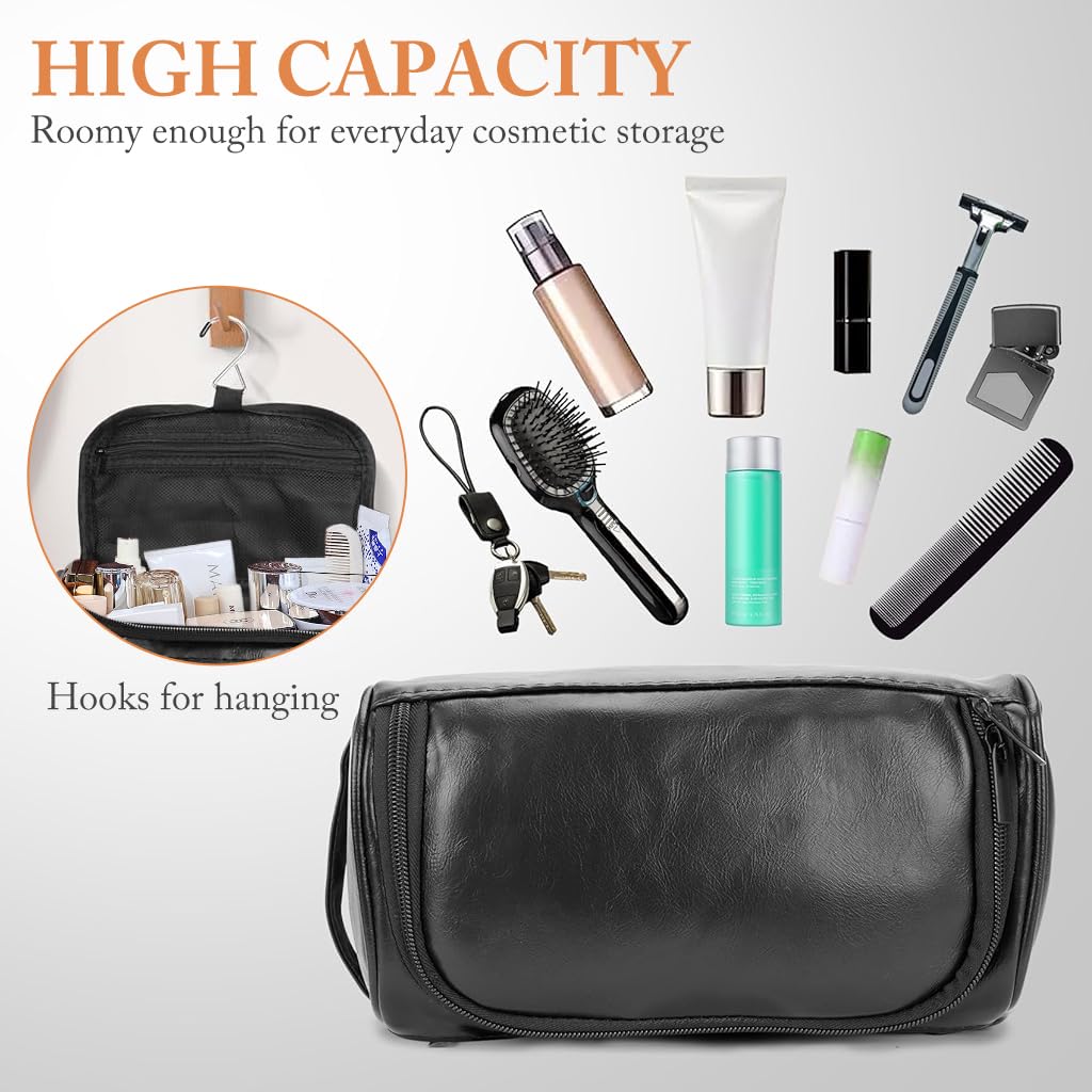 MAYCREATE Toiletry Bag for Travel with Waterproof PU Leather & Mesh Pouches | Lightweight Organizer for Men and Women