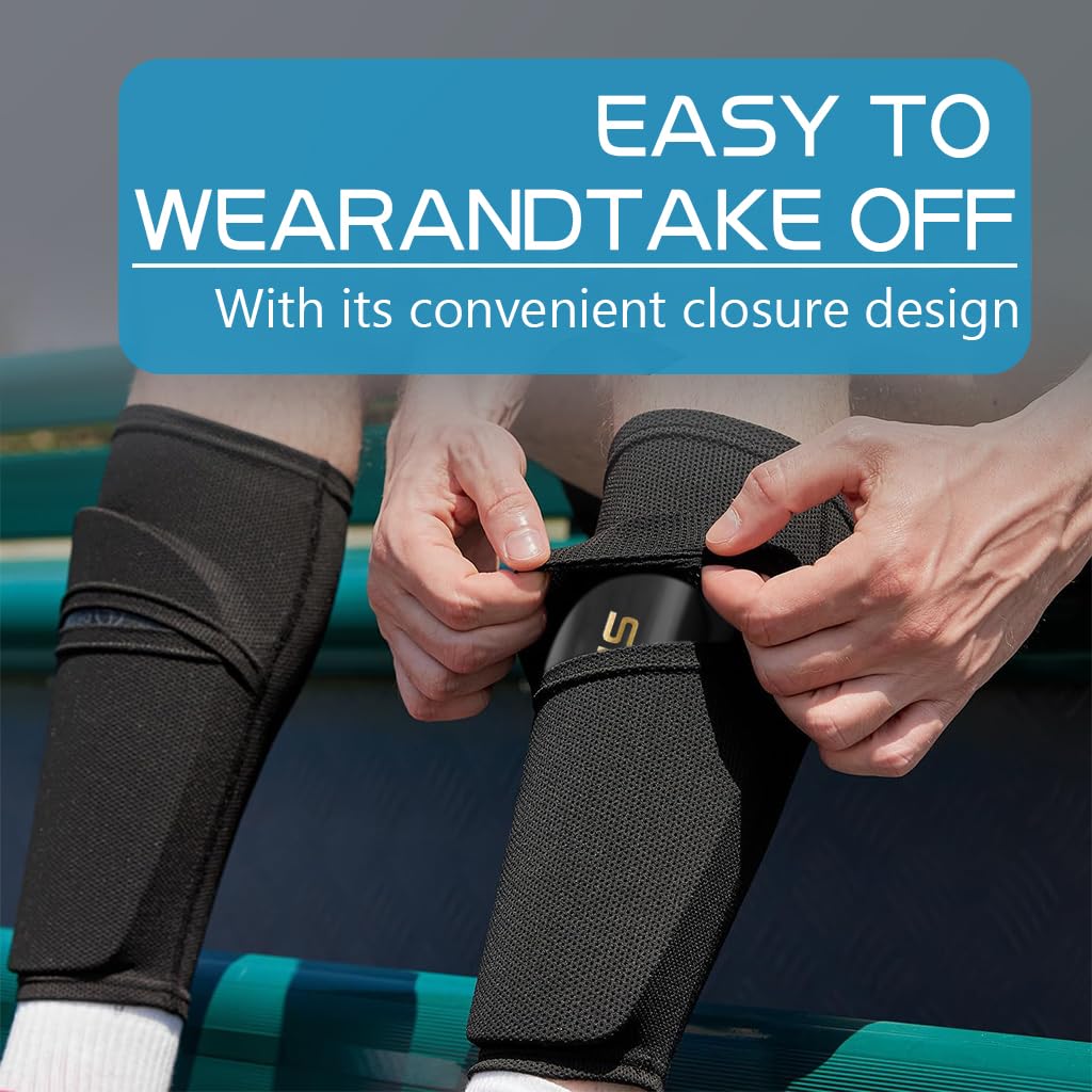 Proberos Football Shin Guards Set for Soccer and Rugby with EVA Cushioning Sleeves M 3pcs