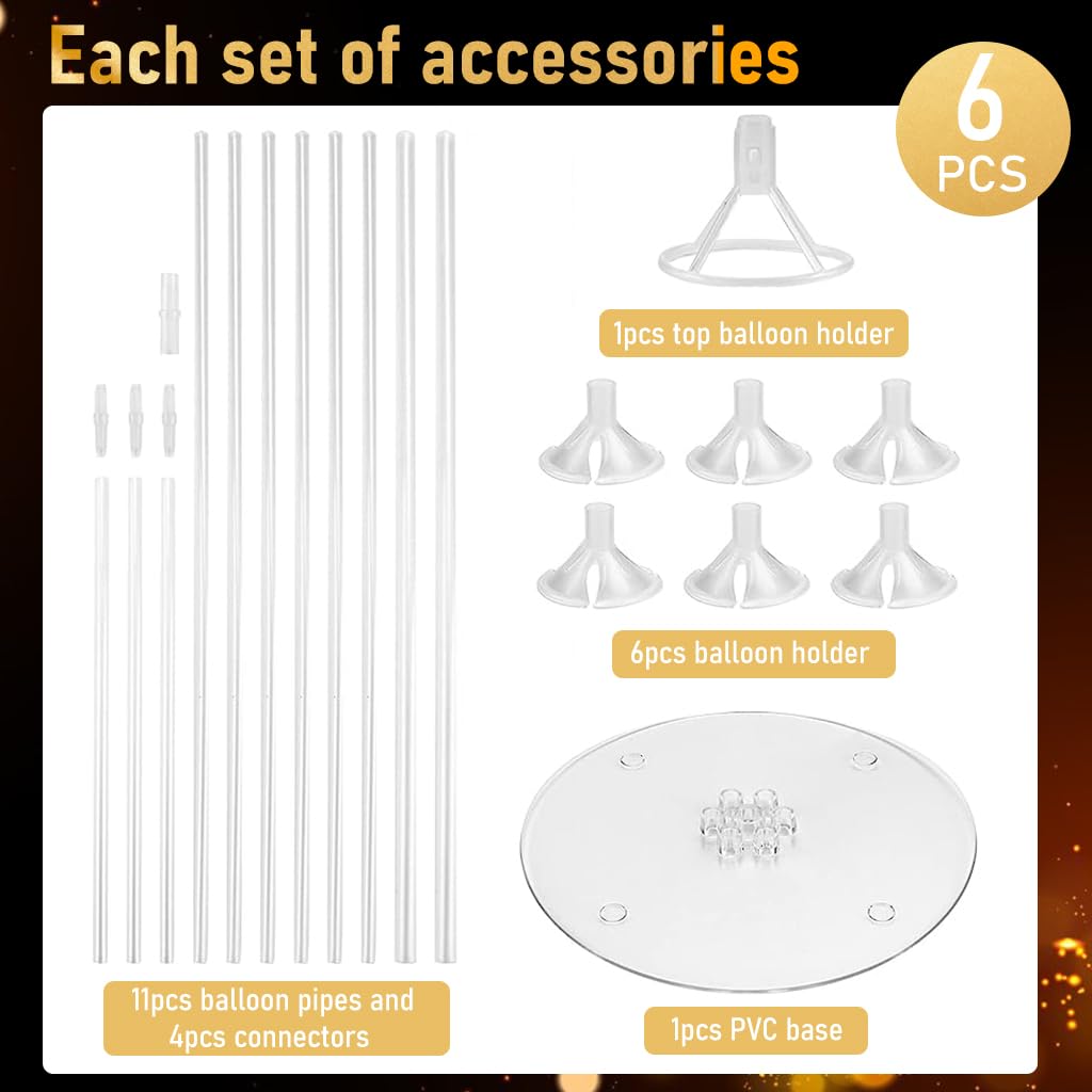 HASTHIP Balloon Stand Set for Table Decorations featuring 6PCS Bases and 42 Sticks | Includes Dot Stickers