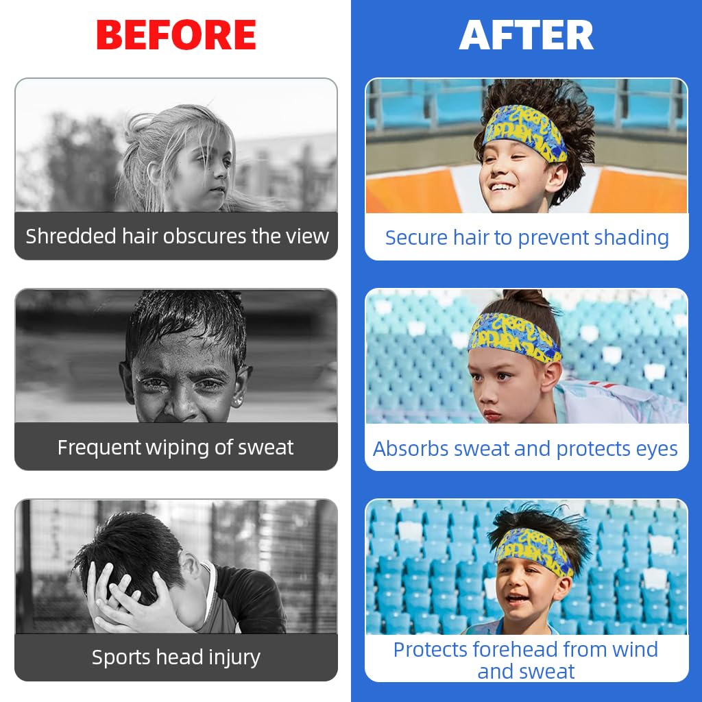 Proberos Sport Headband for Kids with Quick Dry Sweat Absorption | 3PCS Polyester Set