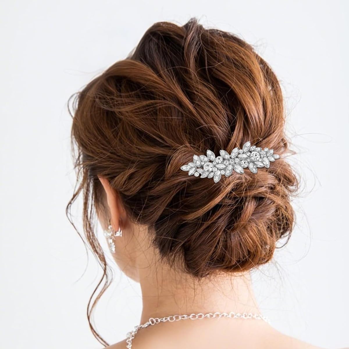 SANNIDHI Hair Barrettes Set for Girls & Women featuring 4 Pcs Rhinestone Floral Clips | Elegant Bridal Hair Accessories
