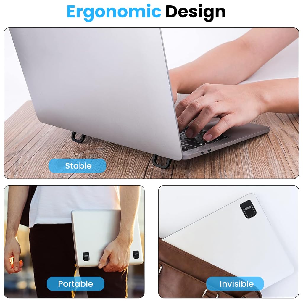 ZORBES Laptop Riser Stand for Portable Use with Self Adhesive Folding Design and Aluminum Alloy | Pack of 2