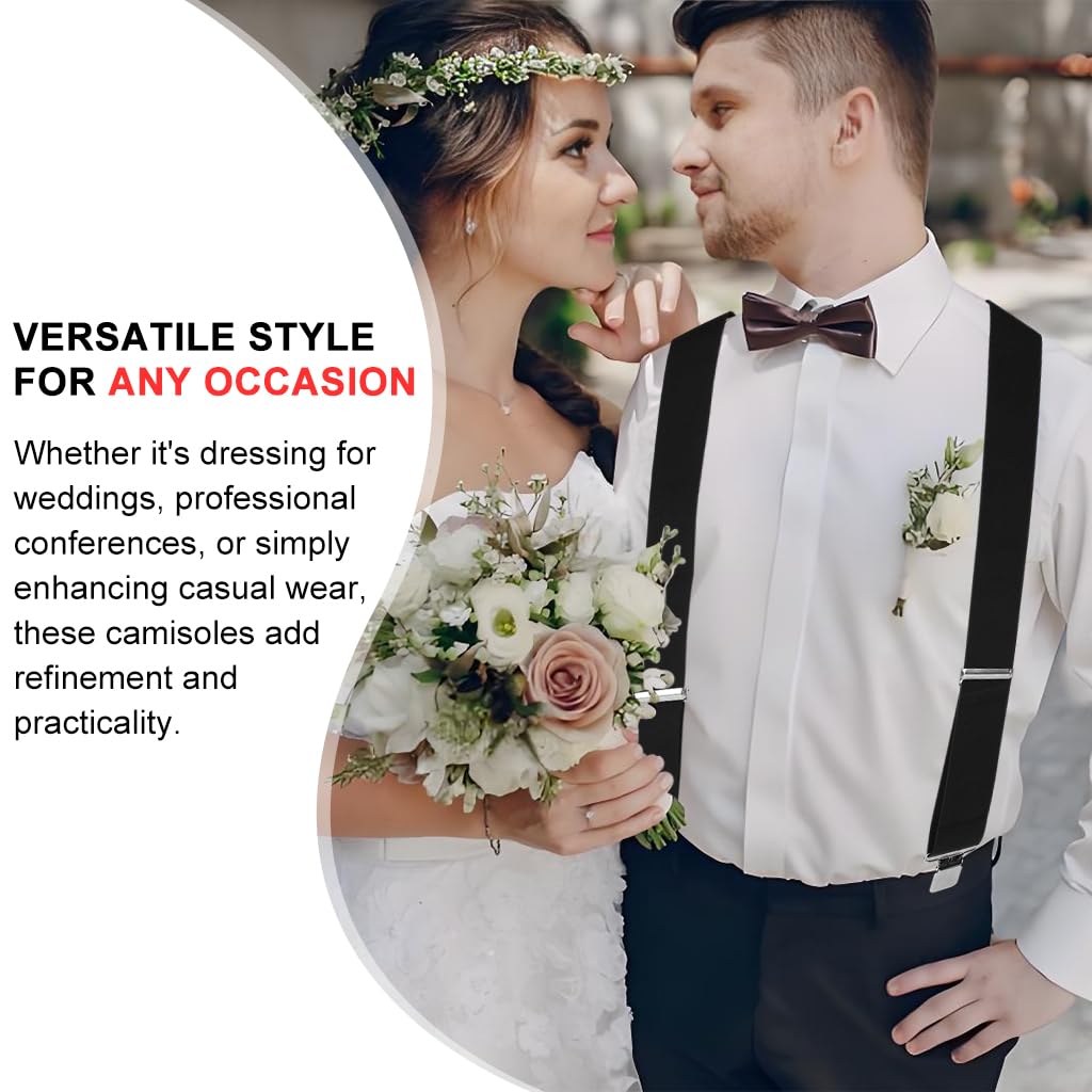 GUSTAVE Men's Suspenders for Pants and Jeans featuring X-Back Elastic Straps with Metal Clips