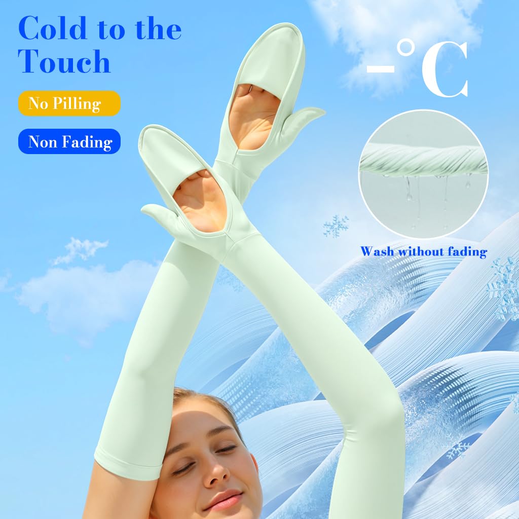 Venzina UV Sun Protection Arm Sleeves for Outdoor Sports with UPF 50+ & Anti Slip Band | Cooling Nylon Ice Silk Design for Women Girls