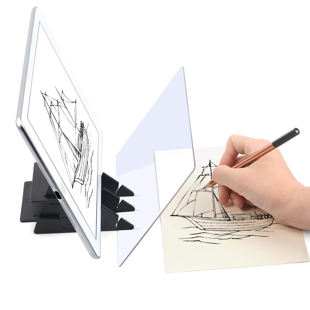 ZORBES® Drawing Tracing Board, 10x18cm Clear Drawing Tracing Tool, Portable Projection Tracing Board for Artists, Sketching, and DIY Art, Reflective Tracing Device for Beginners & Professionals