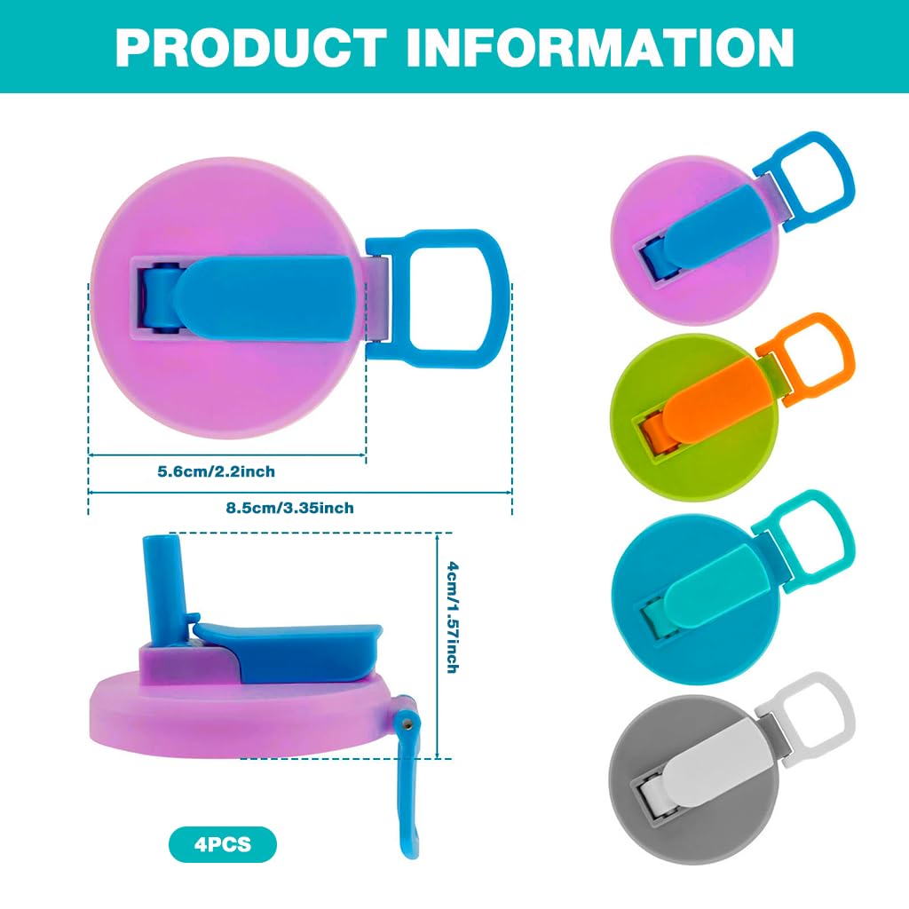 HASTHIP Reusable Soda Can Lids 4 Pack with Silicone Straws for 12oz and 16oz Cans | BPA-Free Airtight Spill-Proof Design