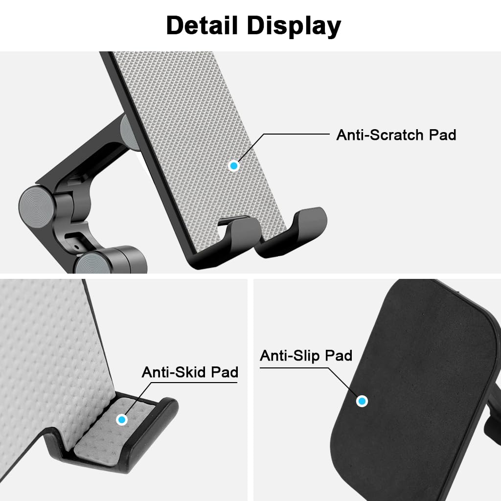 ZORBES Mobile Phone Stand for Desk with 3.74–5.5 in Adjustable Height and 0–235° Foldable Angle | Anti-Slip Base