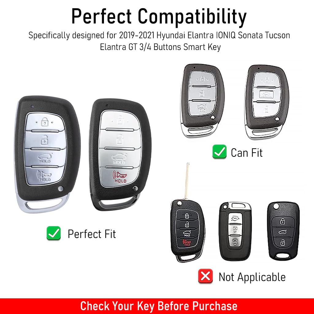 STHIRA Luxury Hyundai Car Key Protective Case with Quick Release Keychain featuring Soft TPU Cover for 2020–2023 Sonata Santa Fe or Tucson