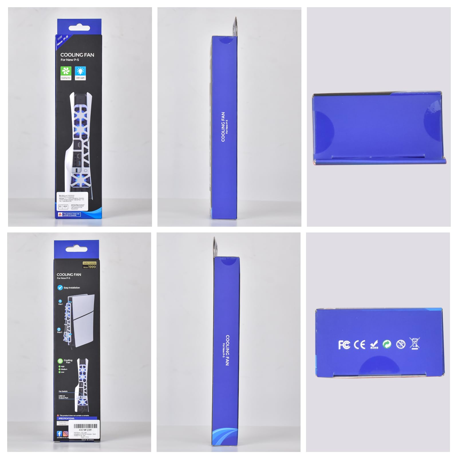 ZORBES LED Fan for PS5 Slim with 3 High-Speed Turbo Fans and USB 3.0 Port | Quiet Cooling Accessory