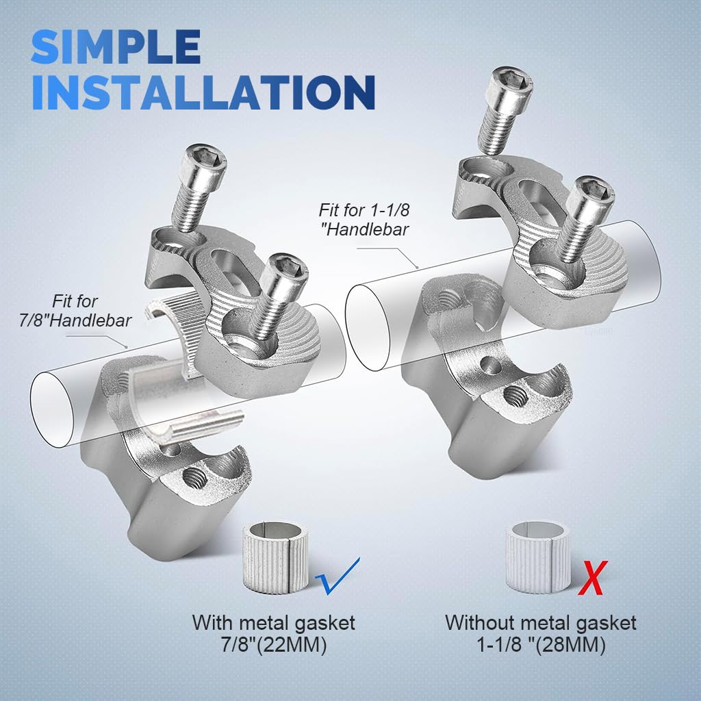 STHIRA Motorcycle Handlebar Riser Kit for 7/8 in and 1 1/8 in Bars with Aluminum Alloy Mounts | Ergonomic Design for Enhanced Comfort