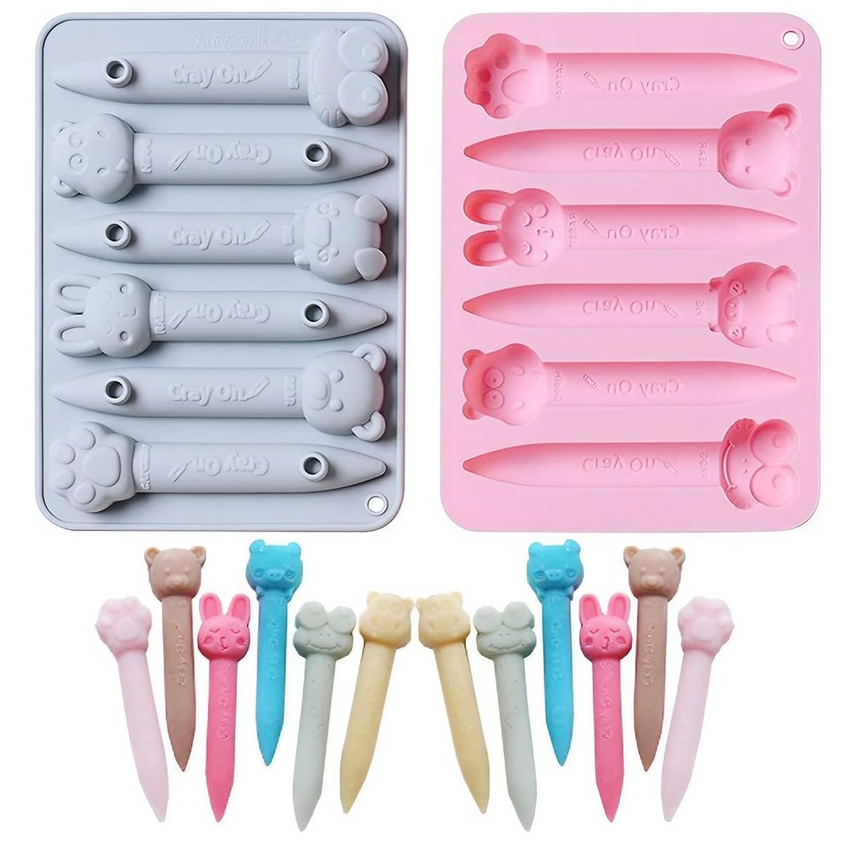 HASTHIP Crayon Mold for DIY Crafts with Six Cavity 3D Design in Flexible Silicone | Kids Art