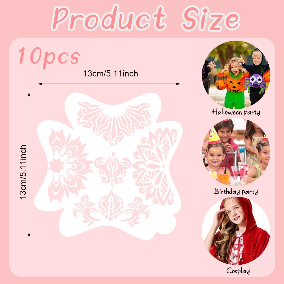 MAYCREATE Face Paint Stencils for Party and Halloween Makeup with 10 Plastic Sheets | Mermaid Butterfly and Mandala Designs