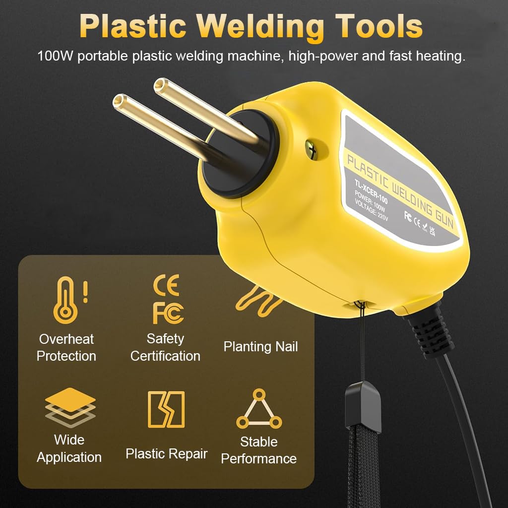 Serplex Plastic Welder for Car Bumper and Kayak Repair with 200 pcs Staples | Rapid Heat-Up 100W Kit
