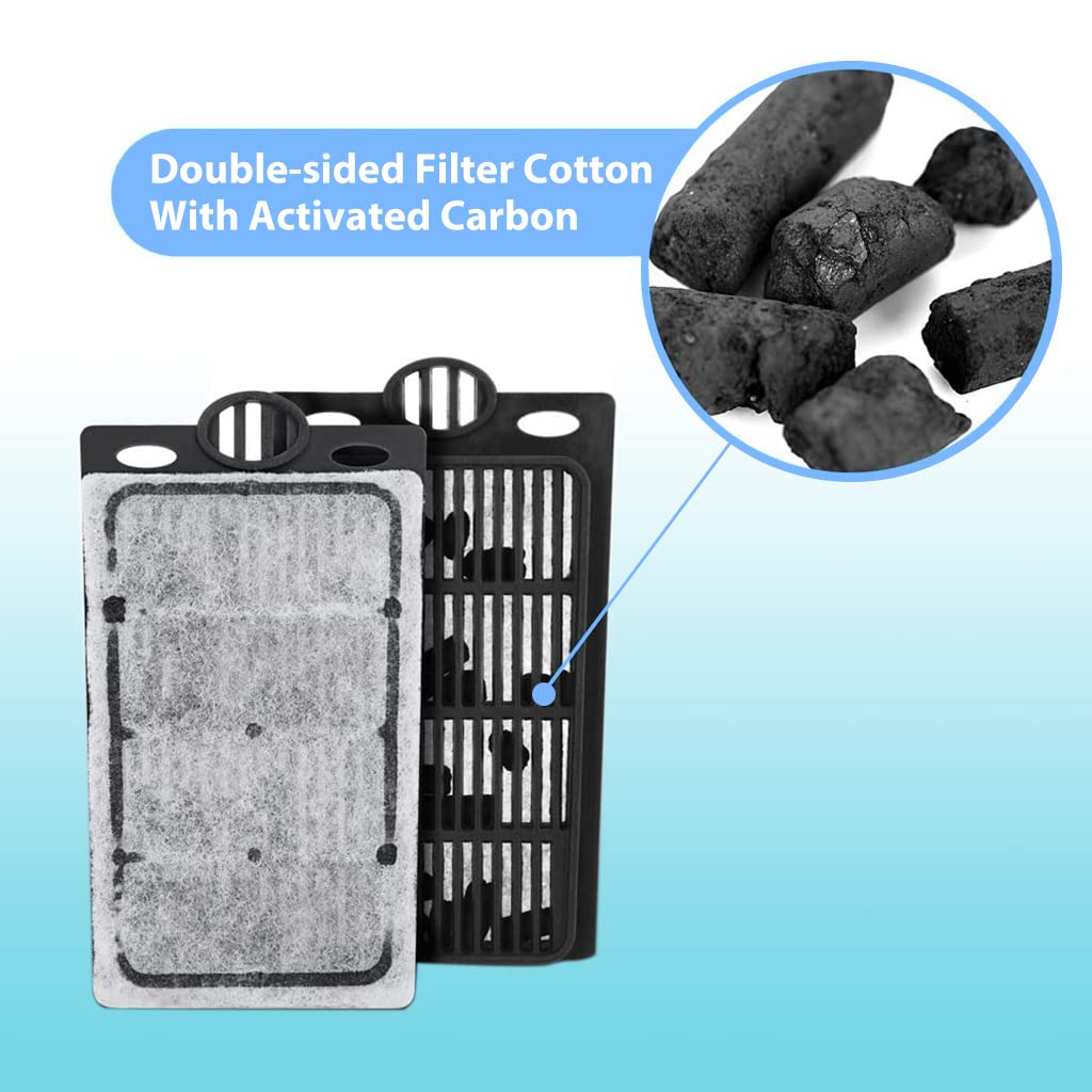 Qpets Aquarium Water Filter for 1 to 10 Gallon Tanks with Quiet 3W Motor and Wall Mount | Carbon Fiber Filtration