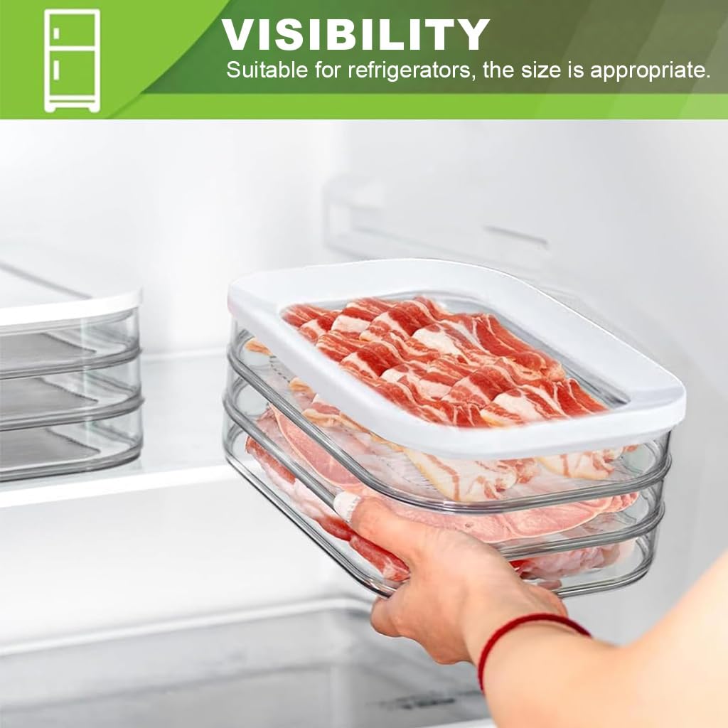 Supvox Food Storage Container for Fridge and Freezer with Triple Layer Tray 22.5x16x8.5cm | BPA Free Stackable Fresh Box