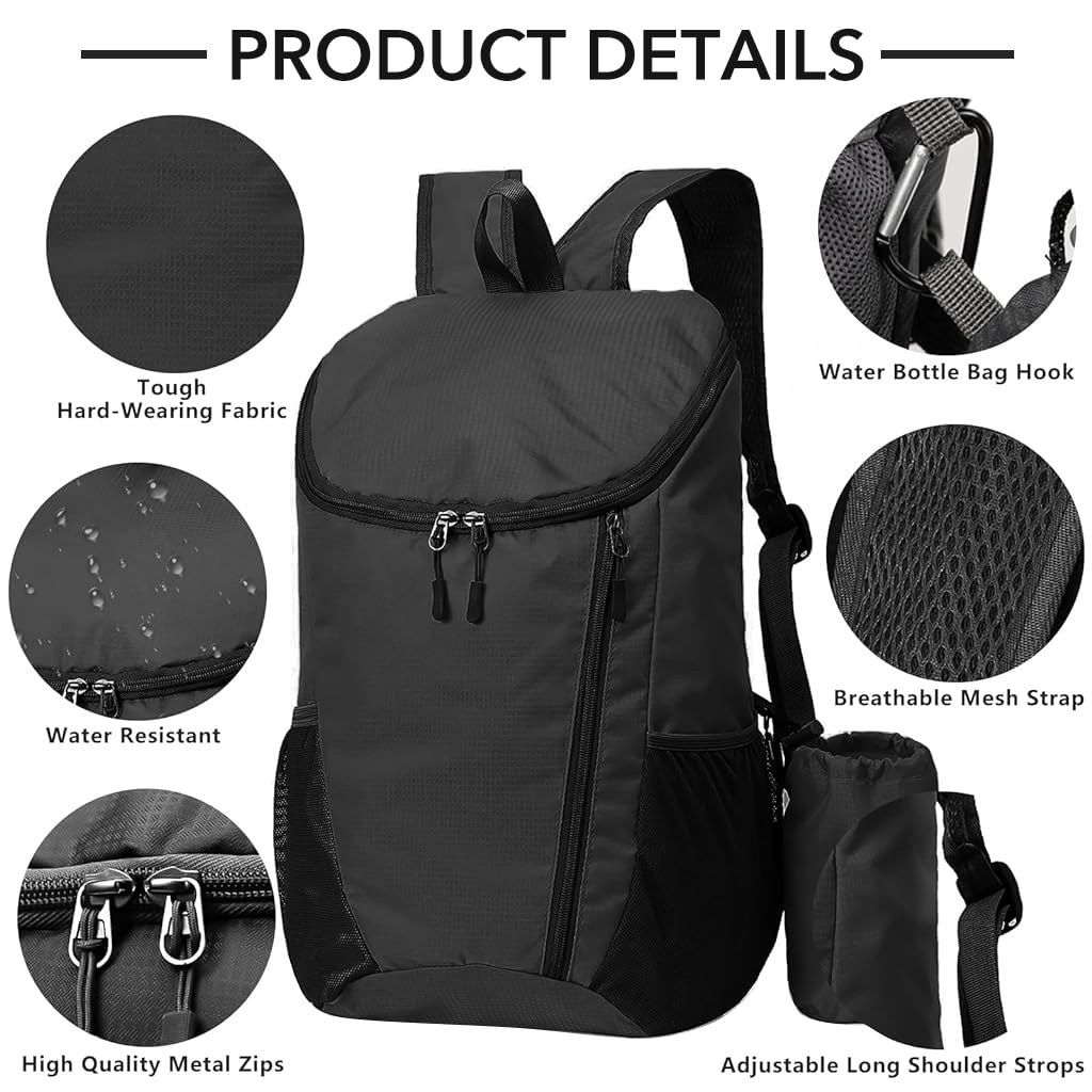 GUSTAVE® 20L Travel Backpack Lightweight Foldable Backpack Fashion Large Capacity Outdoor Water Resistant Rucksack for Travelling Walking Hiking Camping Biking