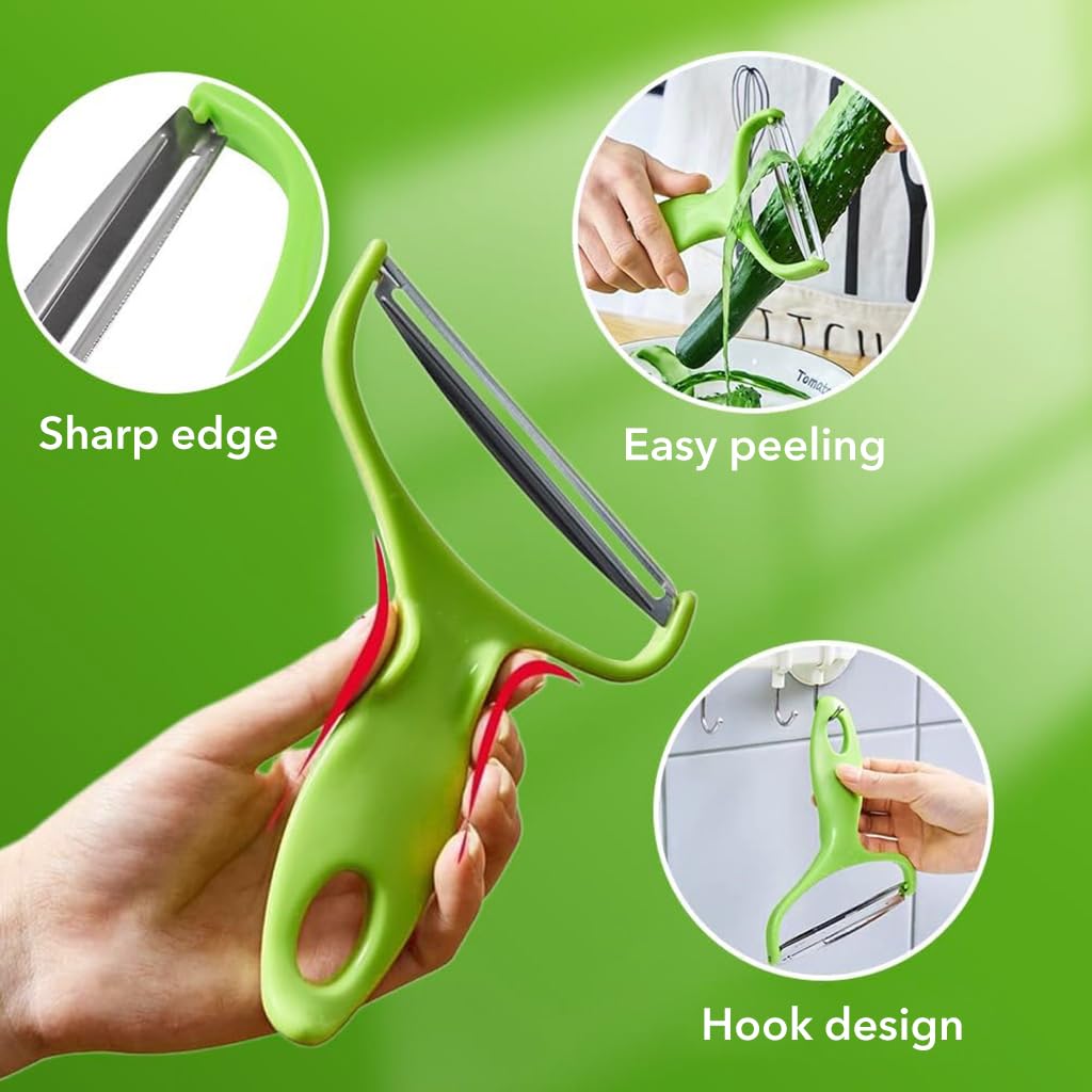 ZIBUYU Fruit and Vegetable Peeler Set for Potatoes and Carrots with Ergonomic Handle | 3 Pack Stainless Steel Kitchen Tools