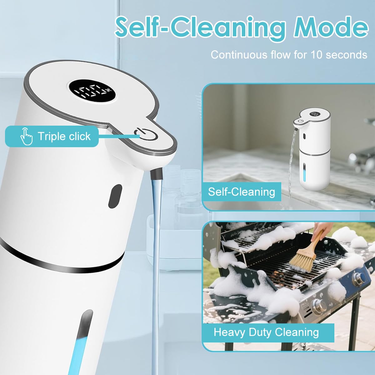 Supvox Automatic Soap Dispenser for Kitchen and Bathroom with 380ml Capacity | USB Rechargeable Sensor Design