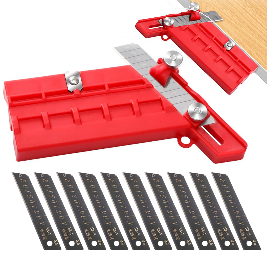 Serplex Wood Edge Trimmer with 10 Blades featuring 45 Degree V Shaped Chamfer Cutter for Woodworking Projects