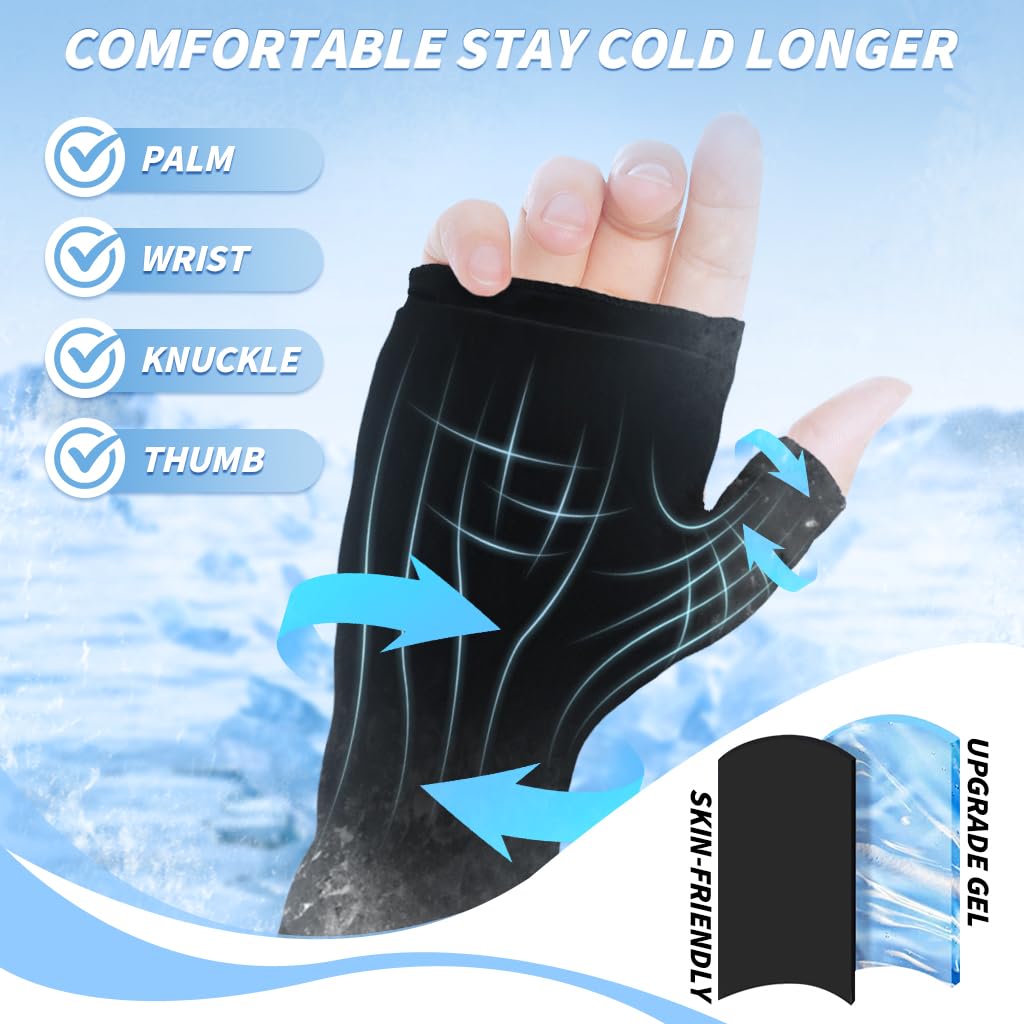 HANNEA® Compression Ice Cool Glove for Pain Relief, Reusable Gel Gloves Adjustable Wrist Strap Hot & Cold Therapy for Arthritis / Carpal Tunnel / Sports Injuries / Swelling / Joint Sprain / Bruises