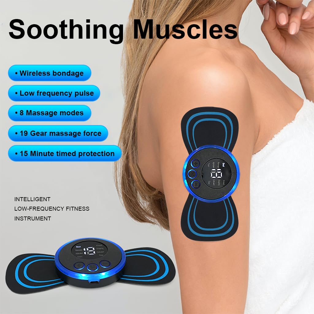 HANNEA EMS Body Massager for Pain Relief with 8 Modes and 19 Strengths | Portable Neck and Shoulder Relaxer