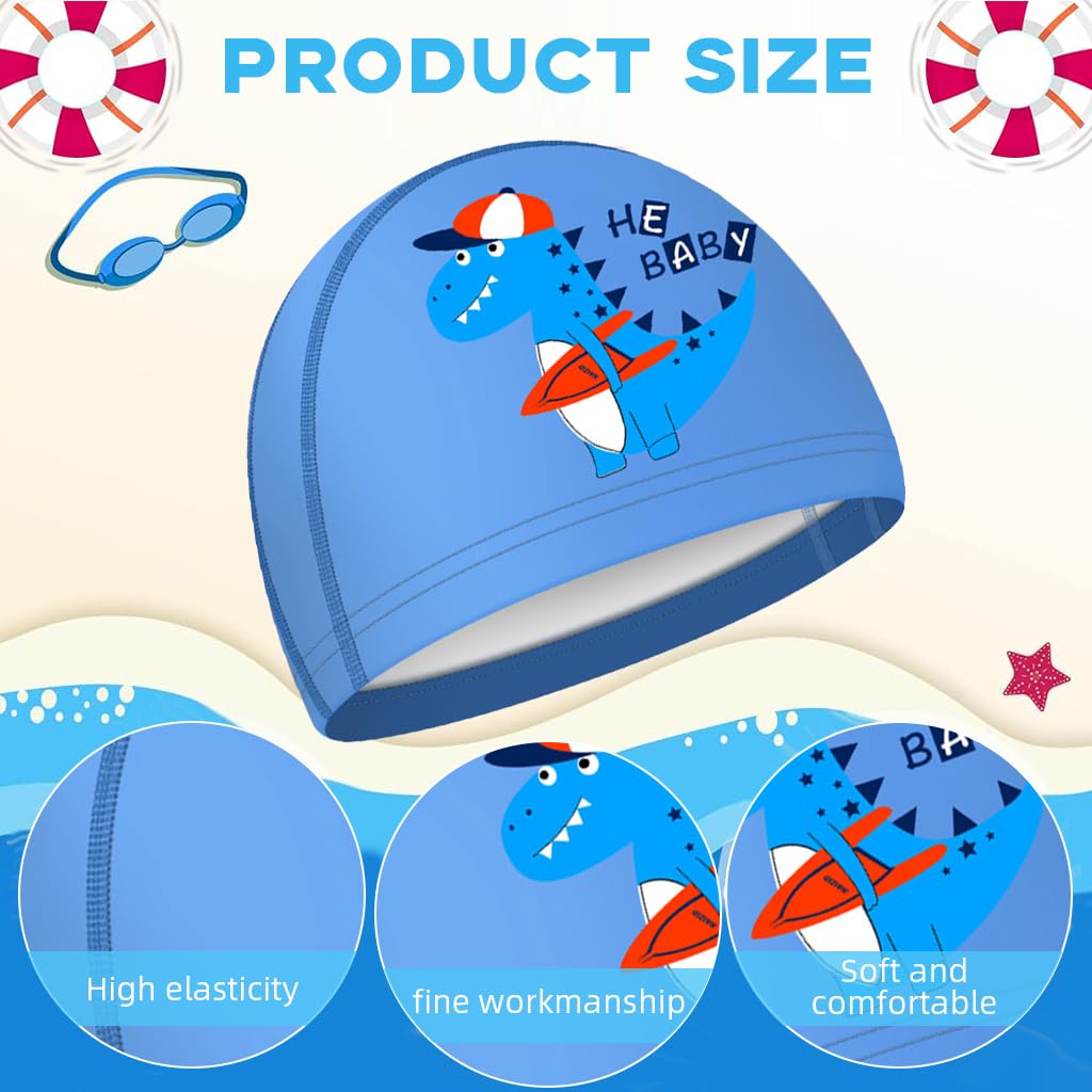 Proberos Swimming Cap for Kids with PU Coated Elastic Fit 3 pcs | Waterproof and Chlorine Resistant