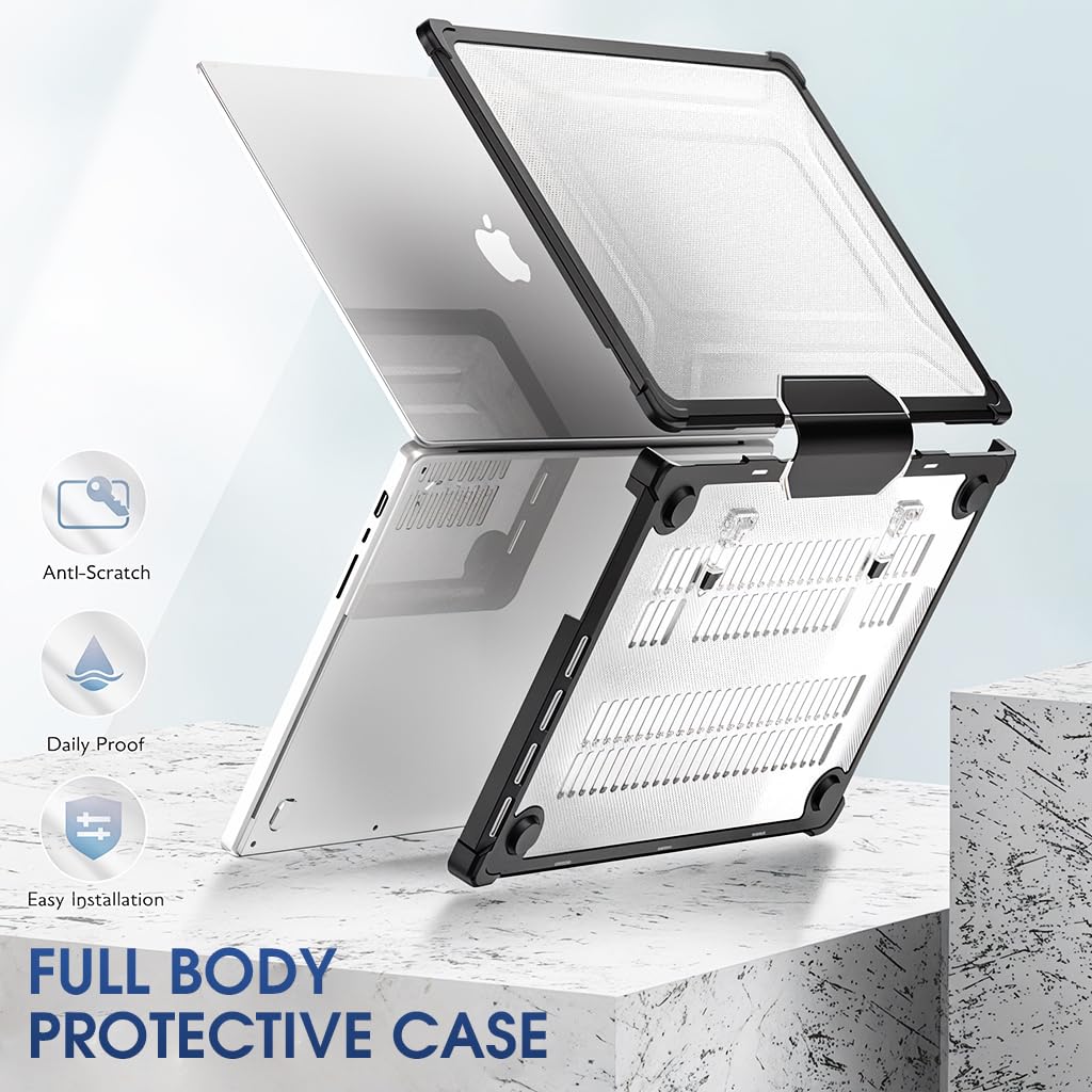 HASTHIP Laptop Case Cover for MacBookPro16 2021/2023 Sleek Rugged Protective Laptop Case with Riser Feet Snap-On Case Cover with Ventilation Back, Compatible with M1 Pro A2485/M2 A2780/M3 A2991