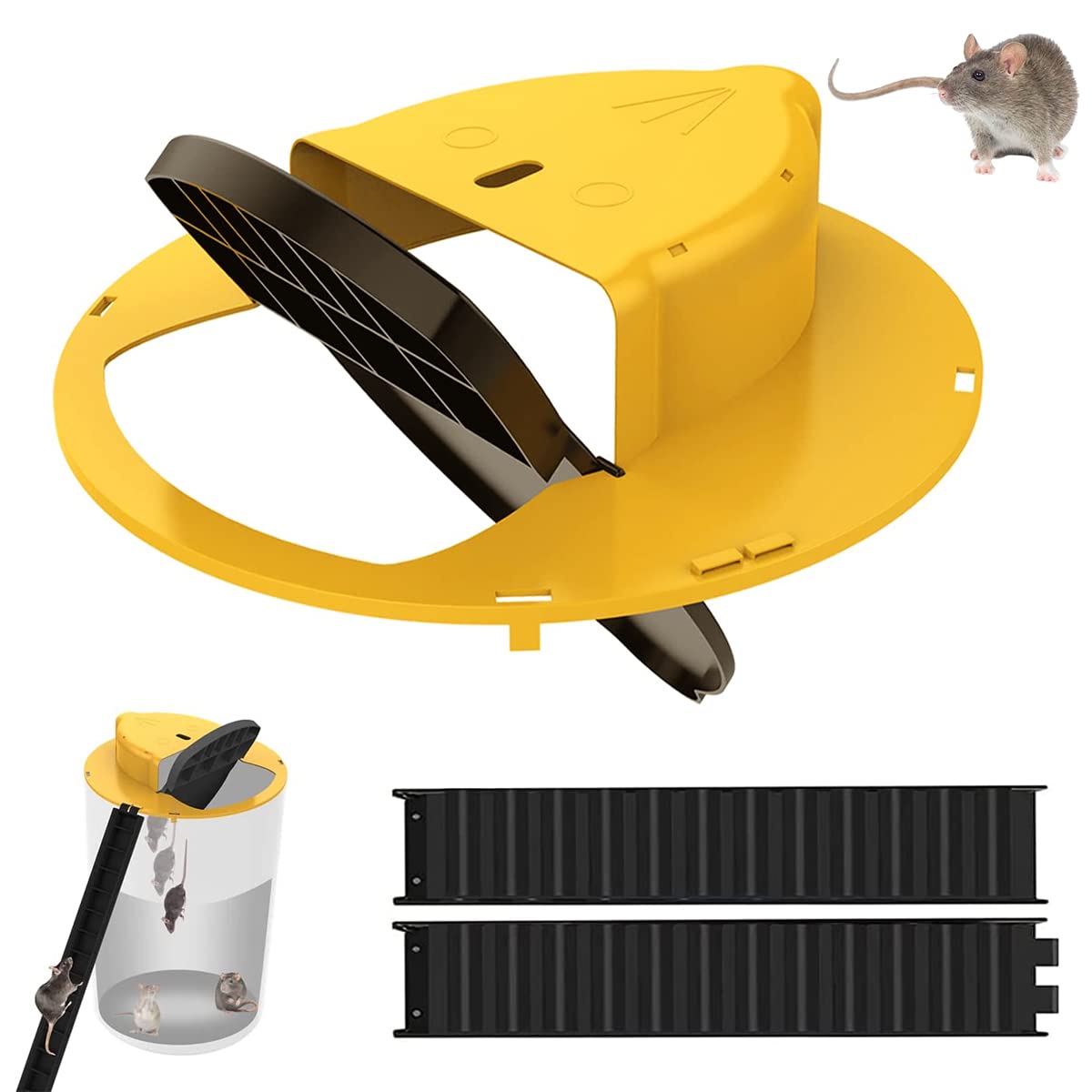 HASTHIP® Mouse Trap for Mice, Rats, Chipmunks, Squirrels, Hamsters and Other Rodents, Reusable Trap Bucket Rat Catcher, Trap Door Style, Auto Reset, Humane Not not Fatal(Bucket Not Included)