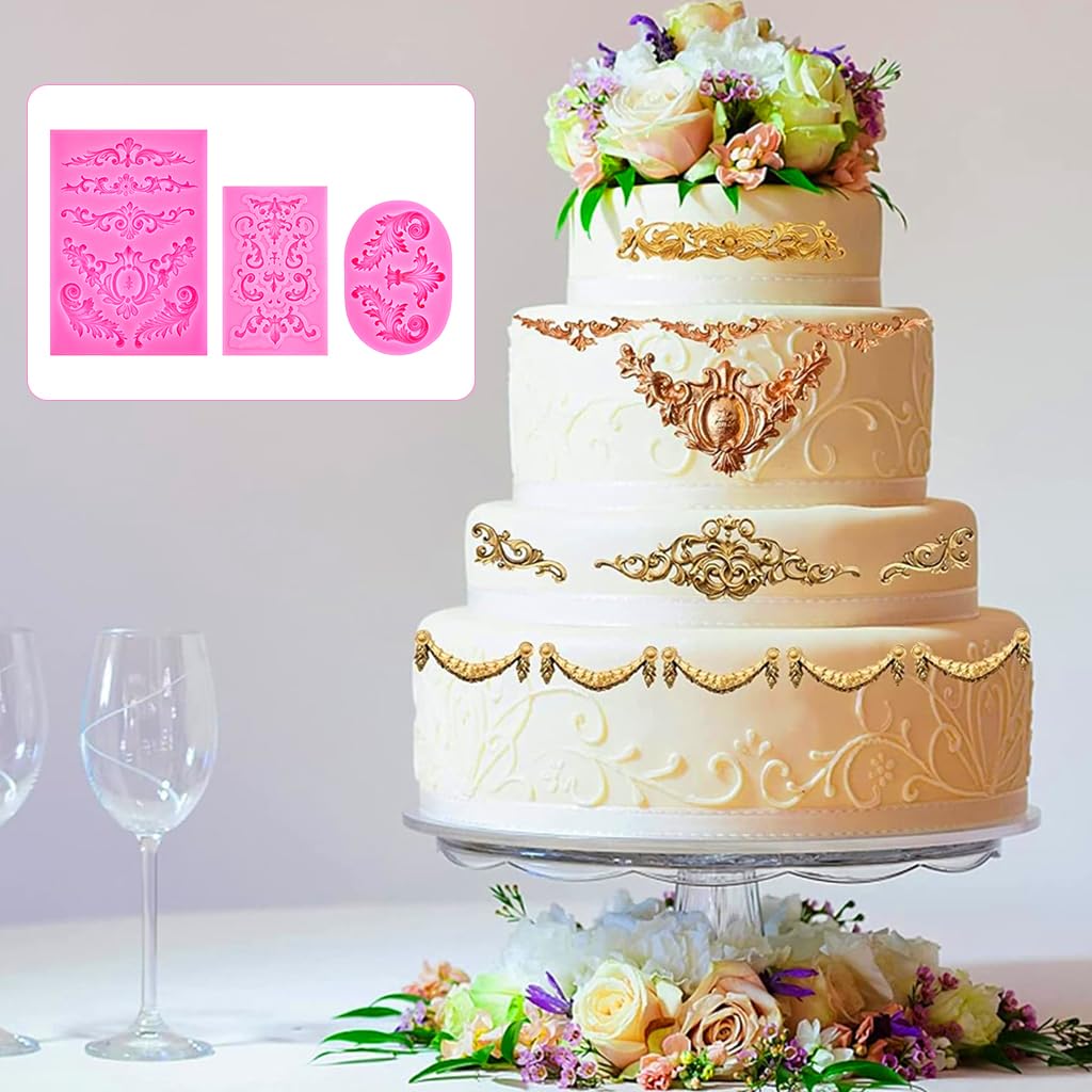 HASTHIP Fondant Silicone Molds Set of 6PCS for Cake Design with Food Grade Material