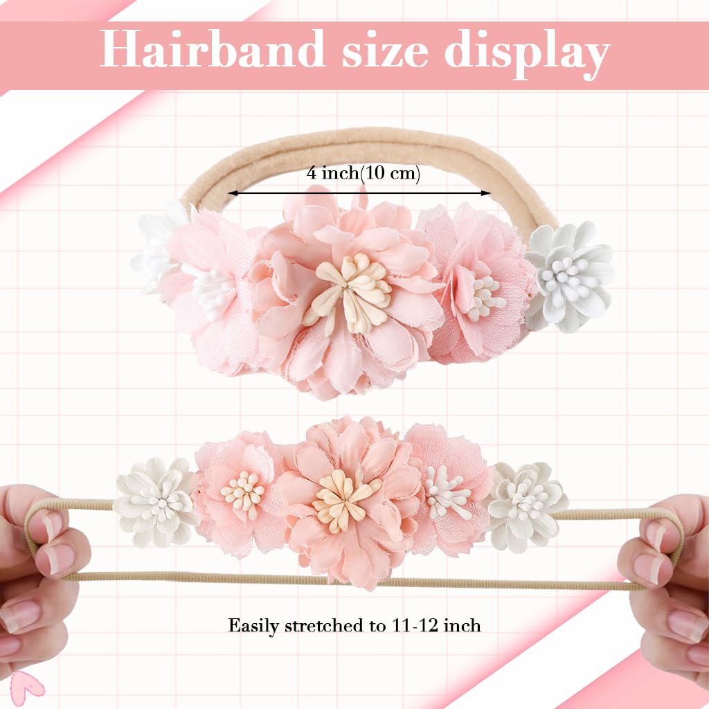 Venzina® 3Pcs Baby Hair Band Floral Hair Bands for Baby Girls, Princess Hair Band for Girls Kids, Stretchy Hairbands Headband for Baby Girl, Cute Hair Accessories for Baby Girl Infants Toddlers Gift