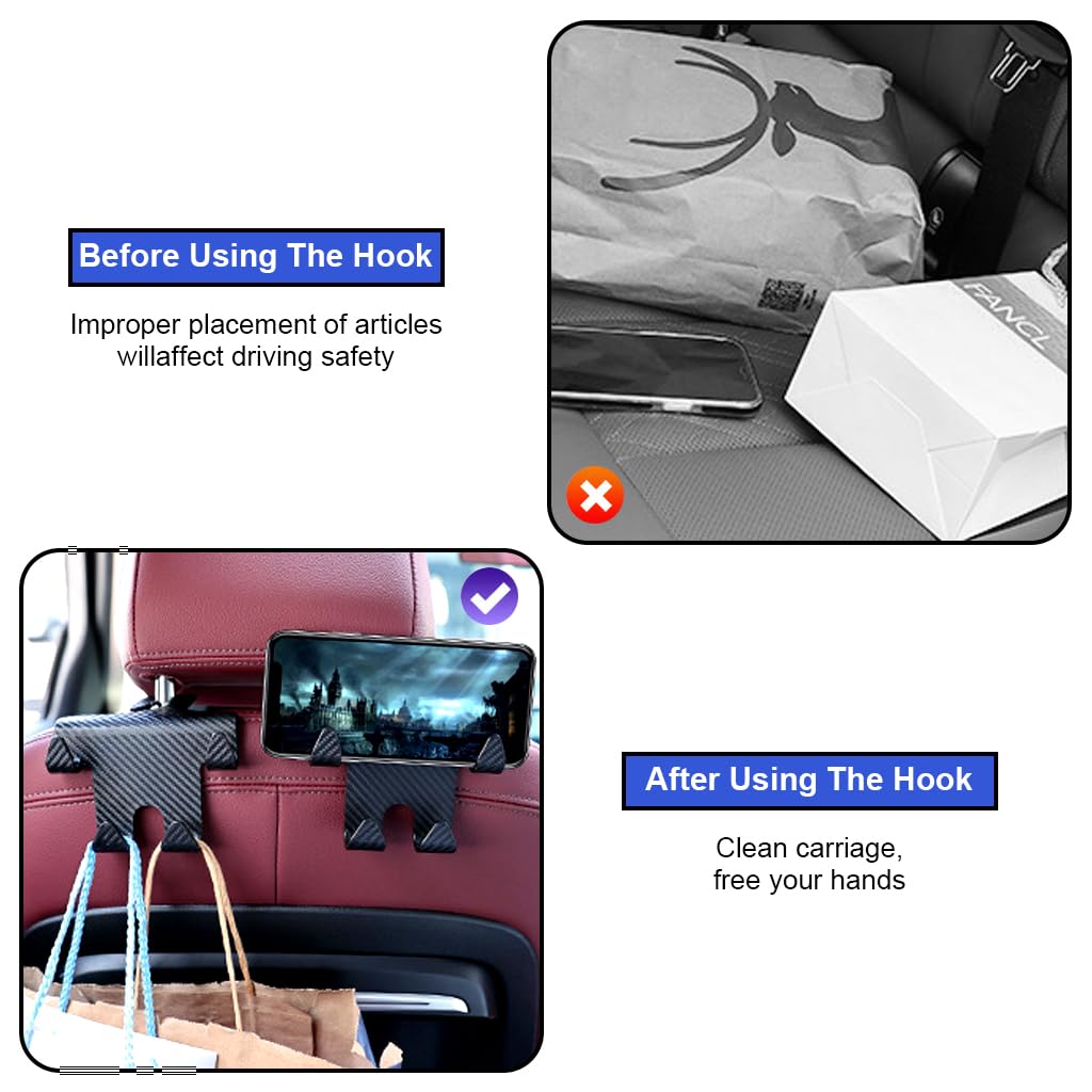 STHIRA Car Headrest Hook and Phone Holder for Travel with 33 lbs Support | ABS Organizer