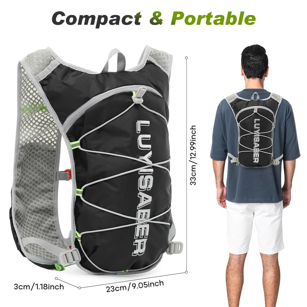 Proberos Hydration Vest for Running and Cycling with Reflective Strips & Breathable Mesh | Lightweight Nylon Backpack for Marathon Training