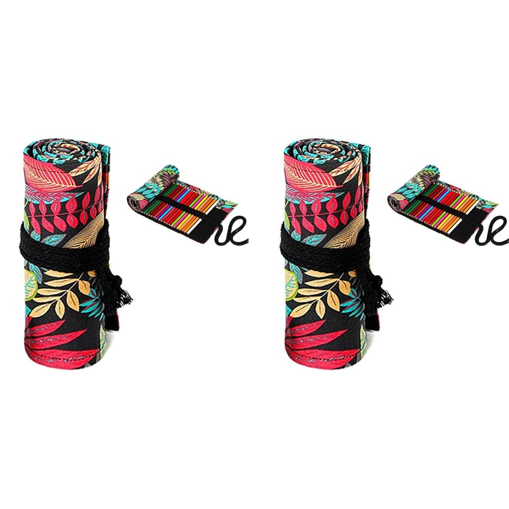 PATPAT Colored Pencil Wrap Case for Art Supplies with 72 Slots Canvas Roll Up | 2PCS