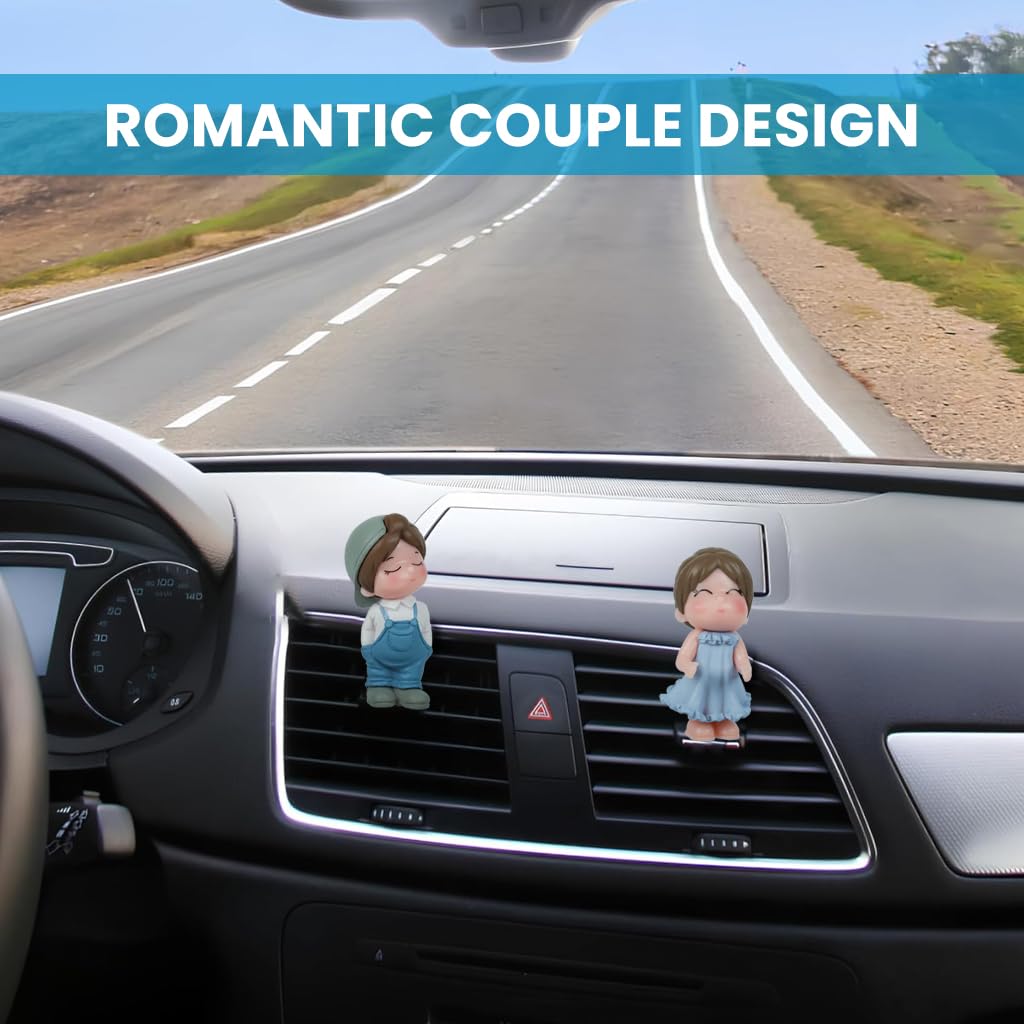 ZIBUYU Car Ornament for Dashboard and Mirror featuring Resin Couple Design 5x3x5.6 cm | Romantic Gift Décor