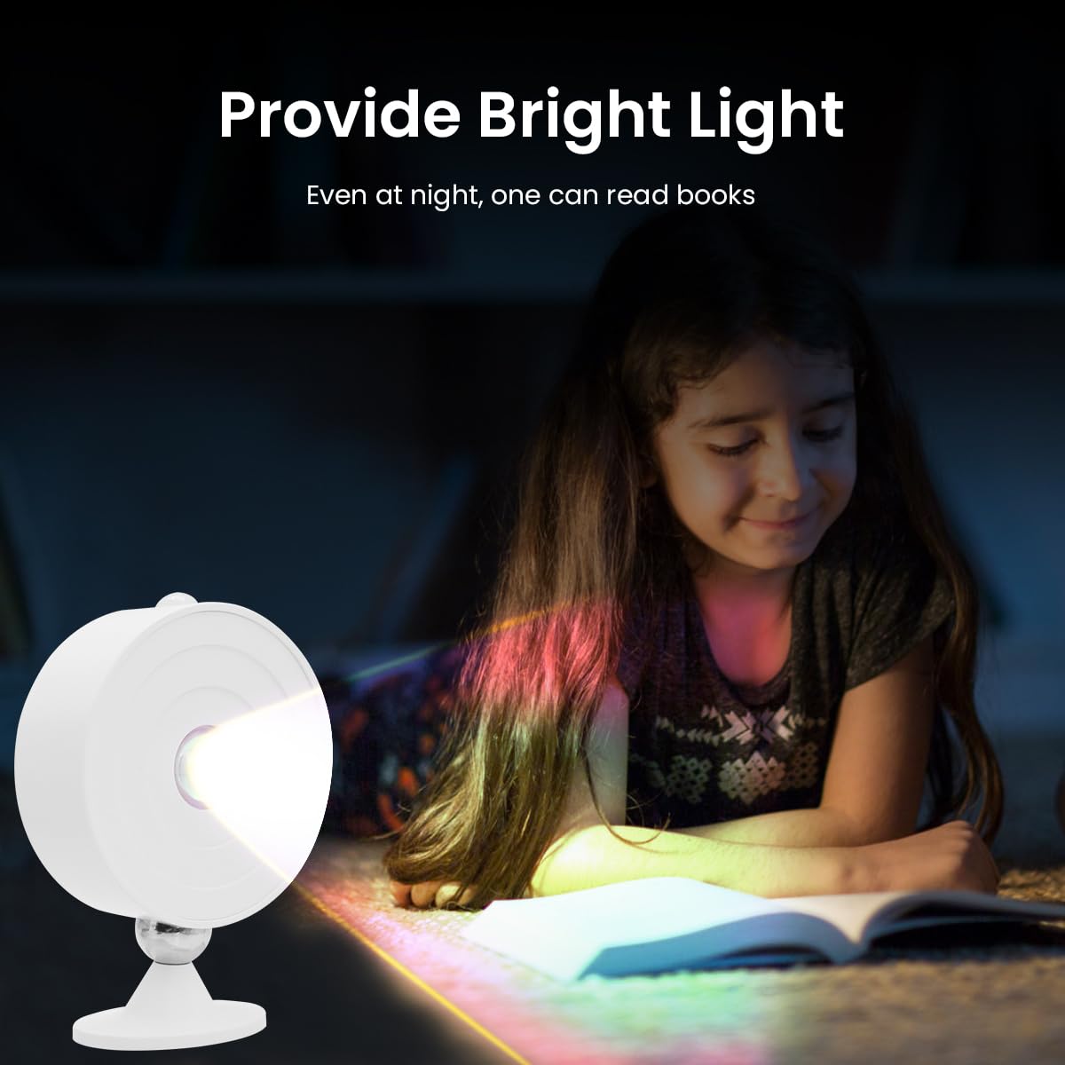 ELEPHANTBOAT Motion Sensor Reading Light with 360° Rotation and Magnetic Mount | USB Rechargeable Warm LED Lamp for Bedside and Closet
