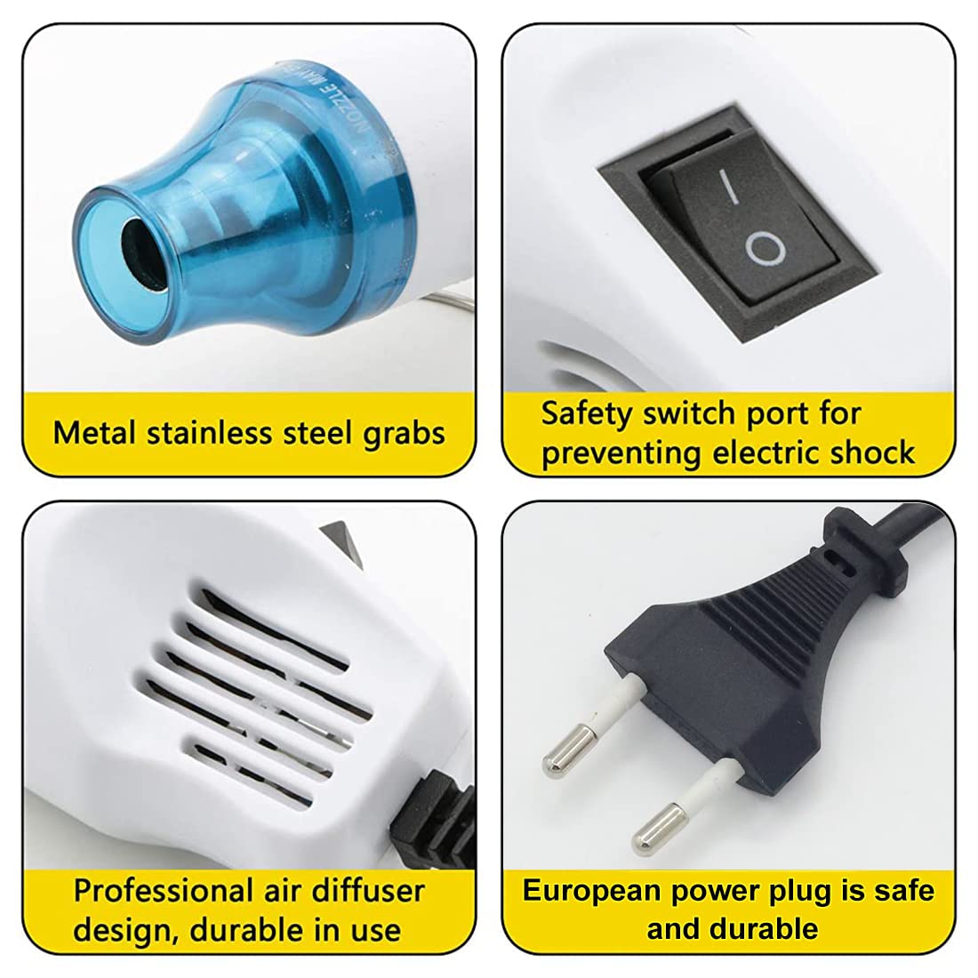 ZIBUYU Hot Air Gun for DIY Crafts with 300W Power and Dual Vent Design | ABS and Steel Build