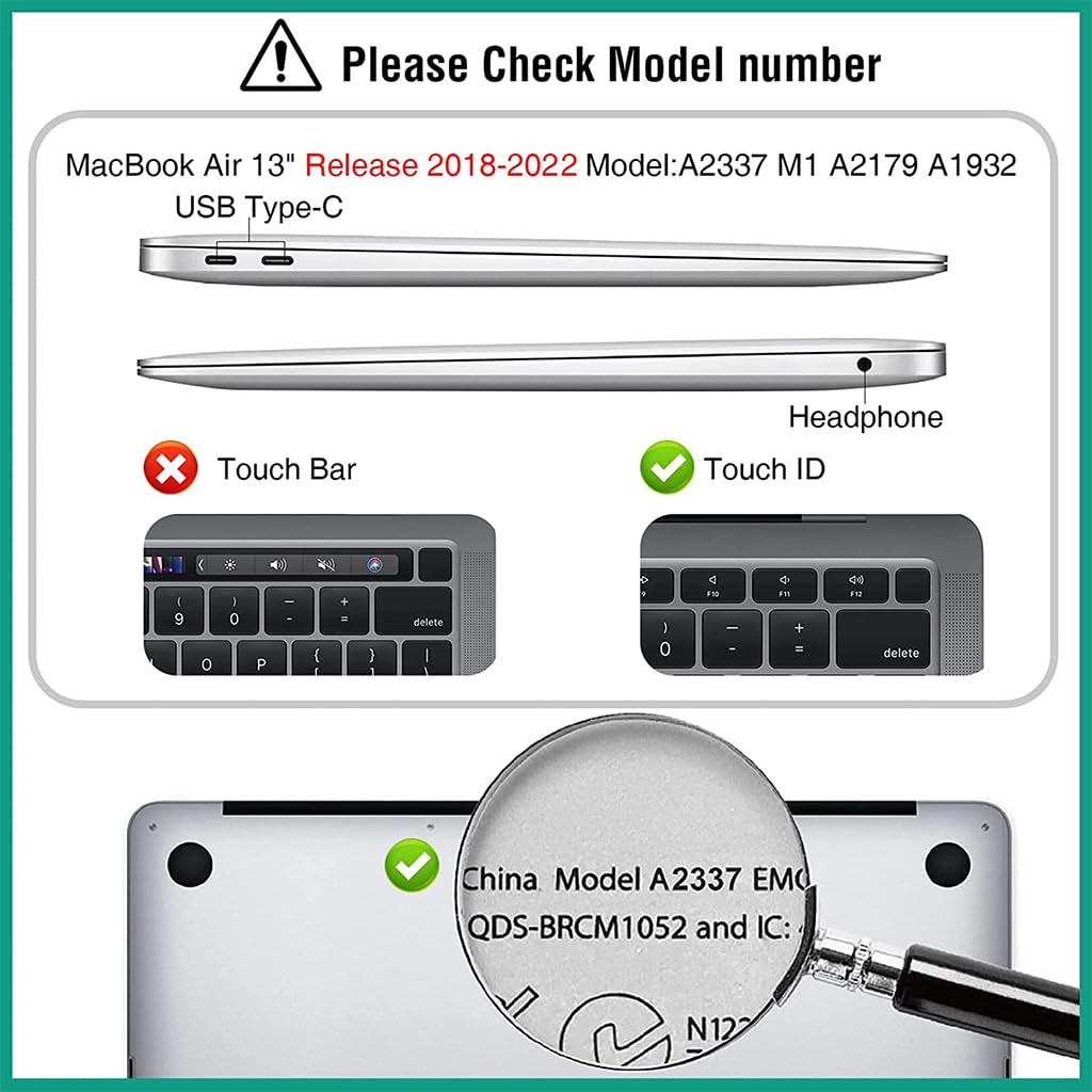 ZORBES Laptop Case with TPU Keyboard Cover & Screen Protector Laptop Cover Compatible with MacBook Air 13.3 inch Case 2022 2021-2018 M1 A2337 A2179 A1932 with Retina Display Touch ID