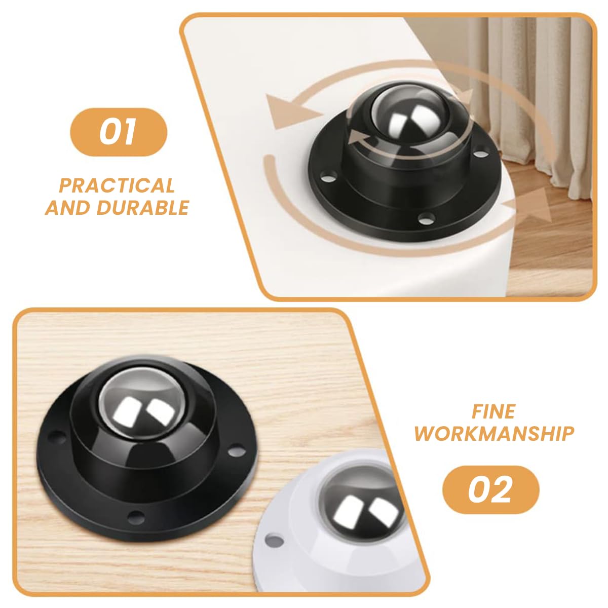 HASTHIP Self Adhesive Caster Wheels for Furniture and Storage with 360° Swivel | 12PCS 200Kg Load Capacity