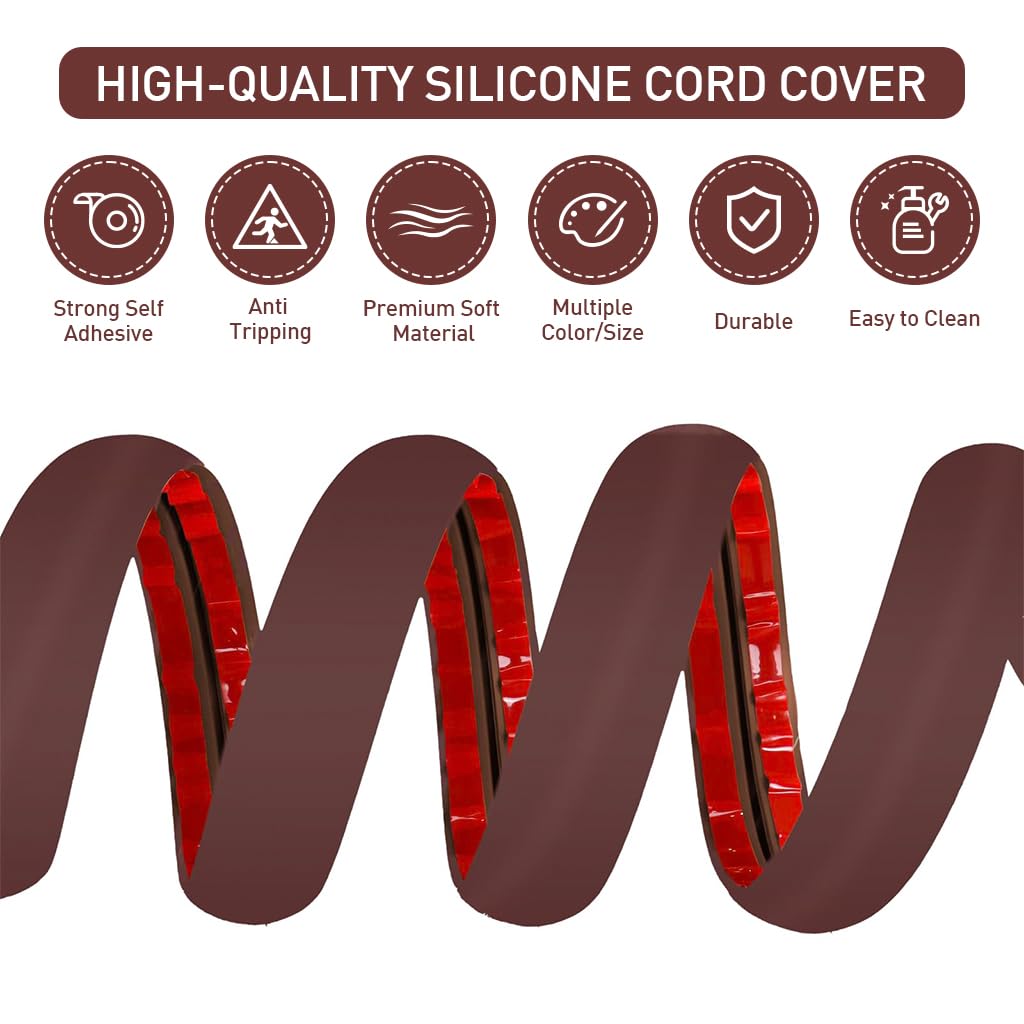Serplex Floor Cord Cover for Home and Office Safety with 6.6ft Cuttable PVC Sleeve | Self-Adhesive Cable Protector