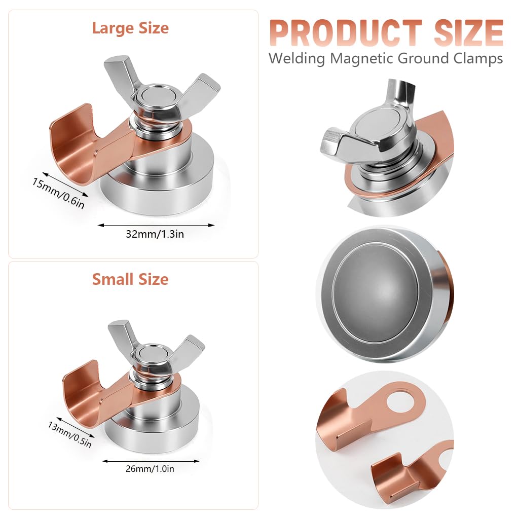 Serplex Welding Magnetic Ground Clamps for Automotive Repair and Metal Fabrication | Two Size Options with Strong Magnet Hold