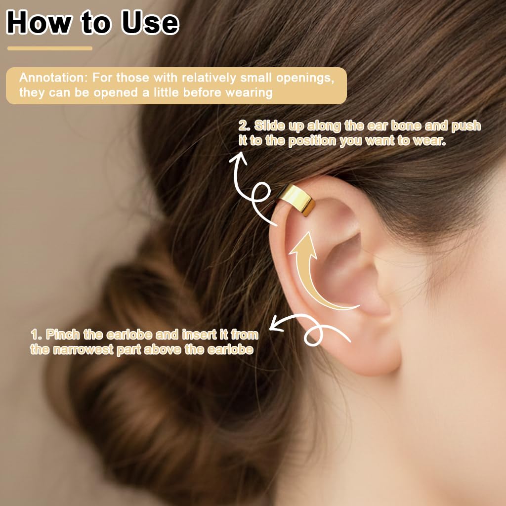 ZIBUYU Ear Cuffs for Women and Girls with Adjustable Non Piercing Clip Design | 12PC Zinc Alloy Set