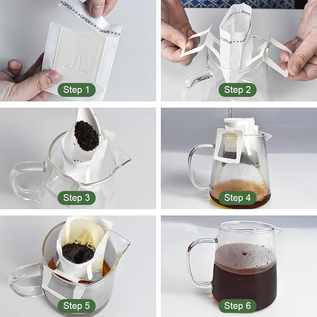 Supvox 50pcs Hanging Ear Coffee Bag Coffee Filter Paper Bag Drip Coffee Bag Pour Over Coffee Pouch Foodgrade Hanging Ear Coffee Paper Bag Convenient Hanging Ear Coffee Bag for Brewing Coffee