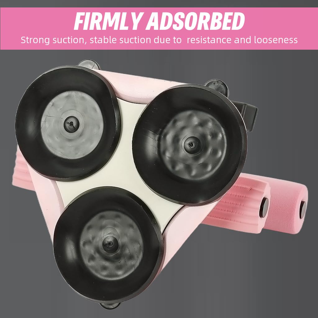 Proberos Sit Up Bar for Home Abs Workout with 3 Tube Resistance and Dual Suction Cups | Adjustable Height Pink