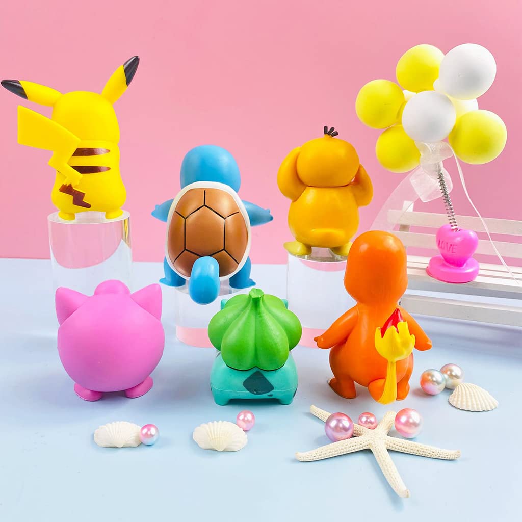 PATPAT® Polyvinyl Chloride 6Pcs Poke-Mon Action Figures Desk Decoration Poke-Mon Toy Figure Toy For Kids Anime Lovers Birthday Gift Room Decoration ( 7-8Cm), Multi Colour