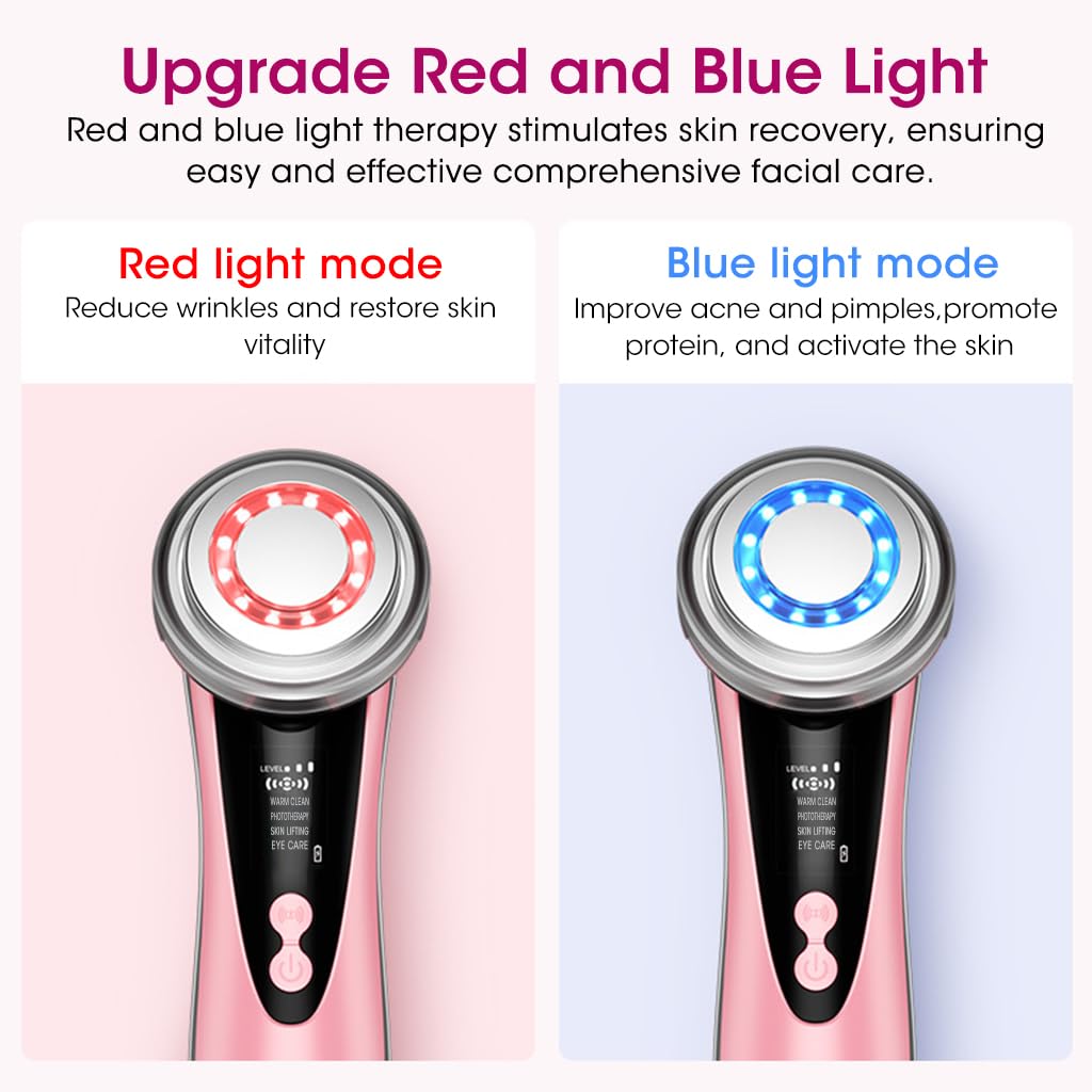 HANNEA Face Cleaning Machine for Deep Pore Cleansing with Red and Blue Light | Microcurrent Anti Wrinkle Massager