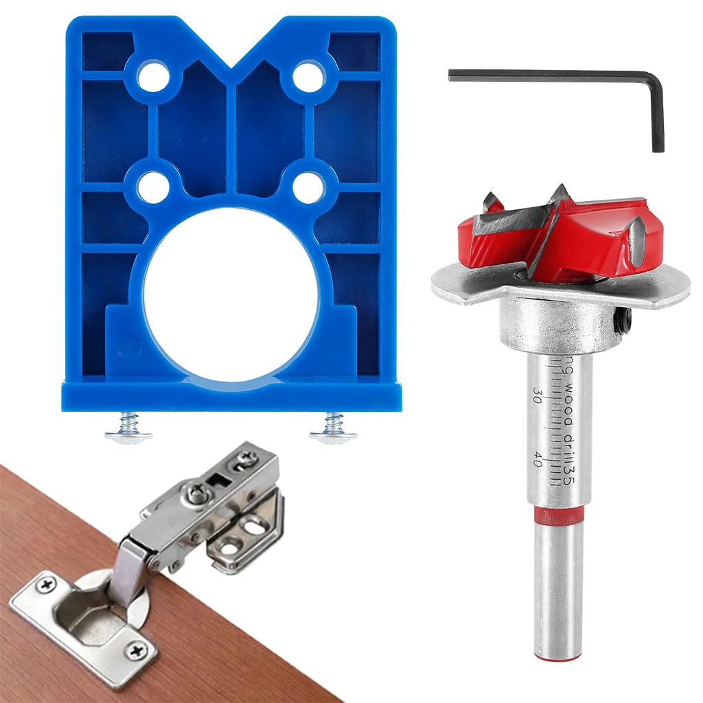 Serplex® 35mm Hinge Hole Drilling Guide Locator Hinge Drilling Jig Hinges for Cabinets Drill Bits Woodworking Door Hole Opener Cabinet Carpenter Tools for Wood Work Accessories Tools