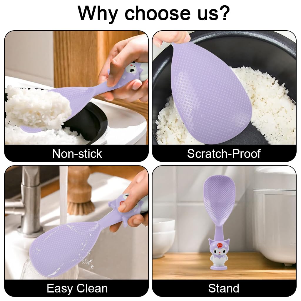 Supvox Rice Paddle for Easy Serving with Suction Cup Base and Non Stick Food Grade Design